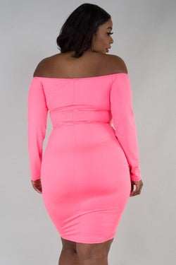 Neon Pink Dream Ruched Dress (order a size up ) - JohntinesBoutique.com
