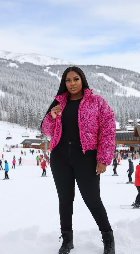 Adele Pink leopard Puffer