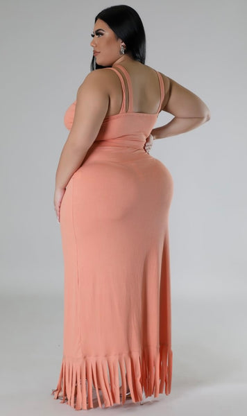 Azalea Fringe Skirt Set (Apricot)