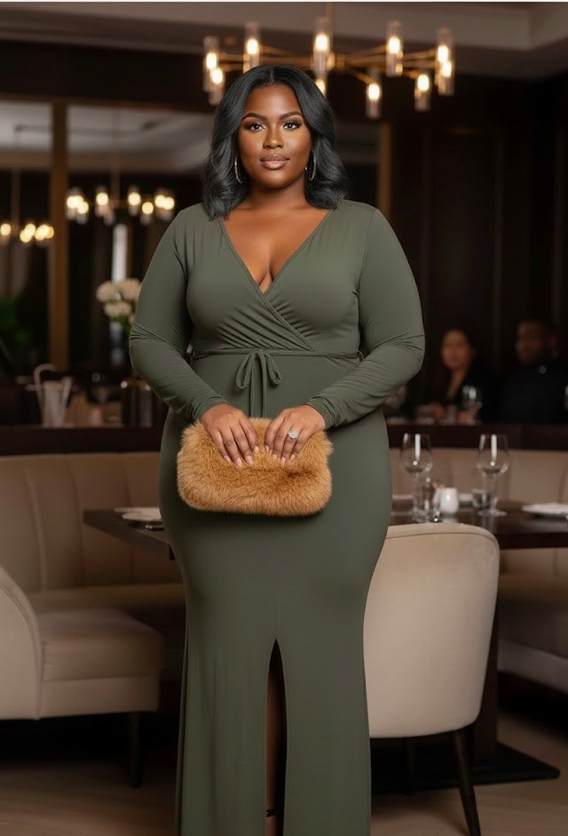 Kayla Olive Split Dress