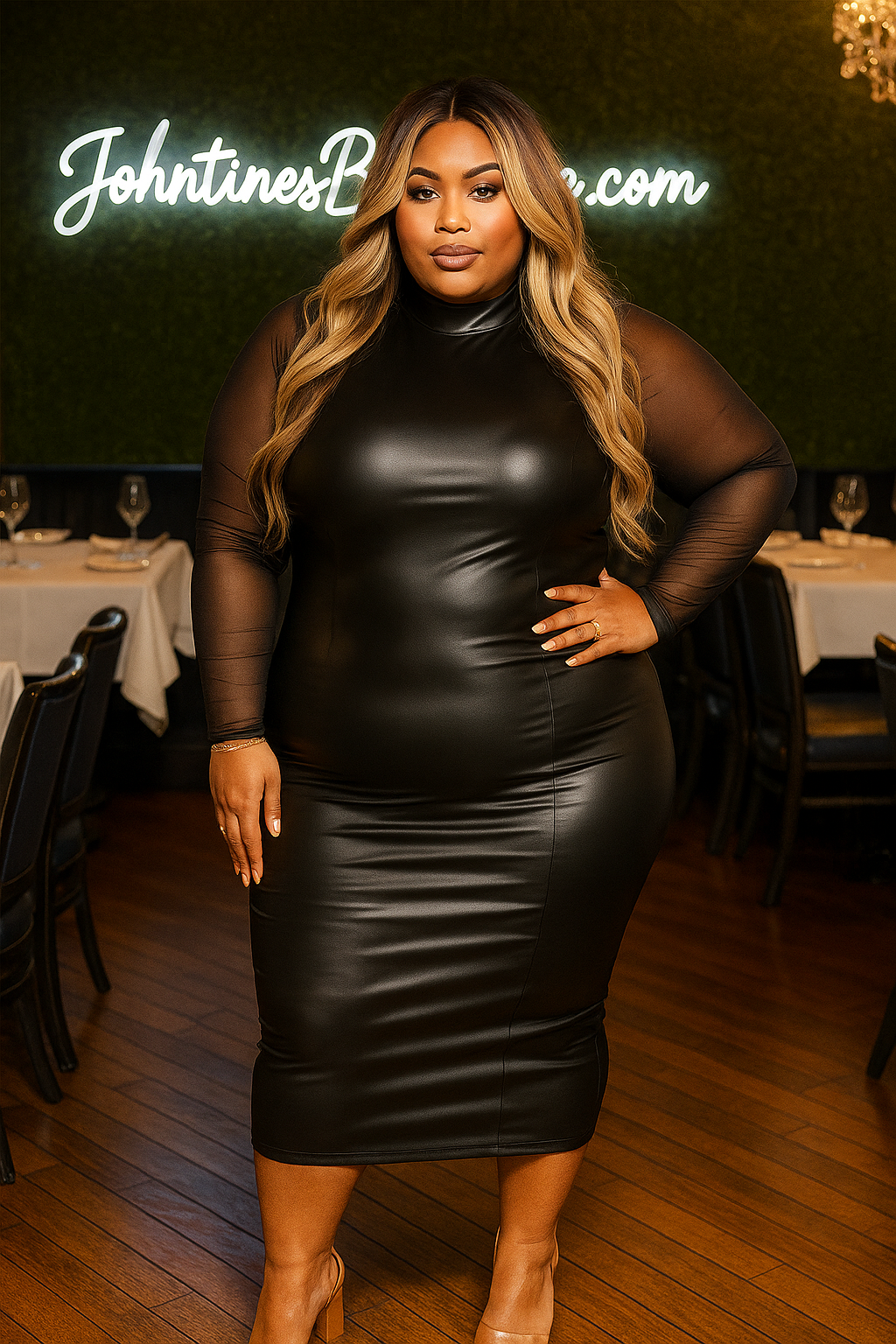 Luxy Faux Leather Dress JohntinesBoutique.com Luxy Faux Leather Dress JohntinesBoutique.com