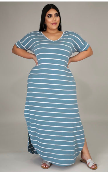 Mona Stripe T-shirt Dress - JohntinesBoutique.com
