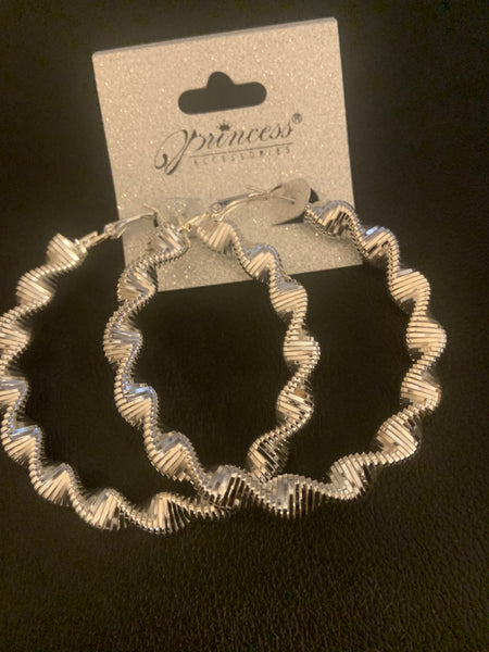 Silver twisted hoop