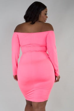 JohntinesBoutique Neon Pink Dream Ruched Dress 1x