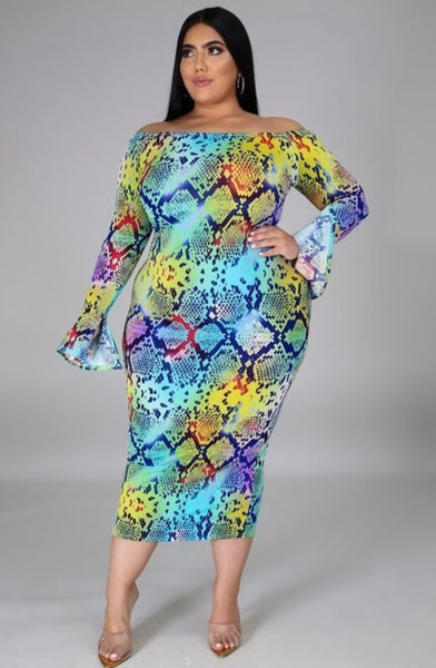Rainbow Boa Dress - JohntinesBoutique.com